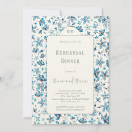 Invitación Cena de ensayo de flores azules pequeñas