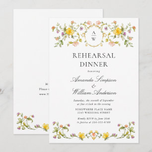 Invitación Cena de Ensayo de Flores Silvestres de Acuarela de