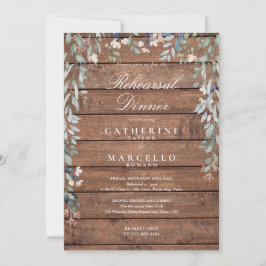 Invitación Cena de ensayo de flores silvestres de madera rúst