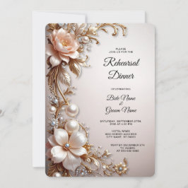 Invitación Cena de Ensayo de Flores Suaves Rosadas y Blancas