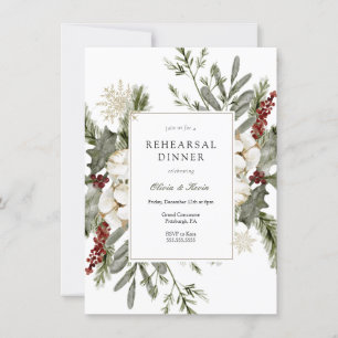 Invitación Cena de ensayo de flores y vegetación de invierno