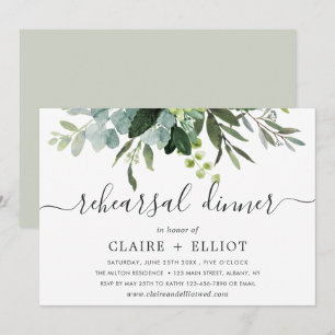 Invitación Cena de Ensayo de Foliage Verde de Eucalipto