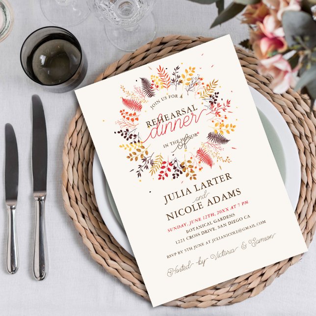 Invitación Cena de Ensayo de Follaje de Hongo de Helecho de F (Subido por el creador)