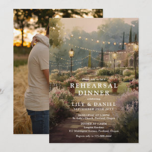 Invitación Cena de Ensayo de Foto de Jardín de Campo en Acuar