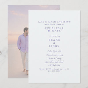 Invitación Cena de Ensayo de Fotos de Pareja en Lavanda Pálid