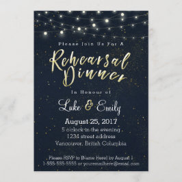 Invitación Cena de ensayo de glamour de medianoche