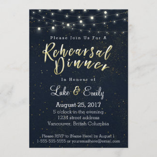 Invitación Cena de ensayo de glamour de medianoche
