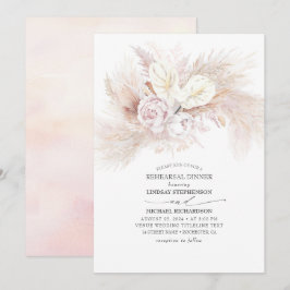 Invitación Cena de ensayo de Grass White Anthurium y Pampas