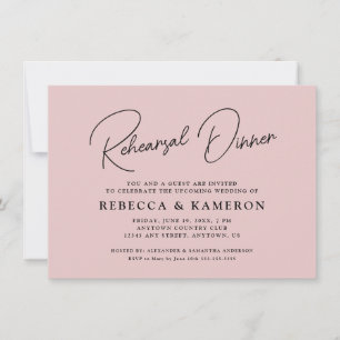 Invitación Cena de ensayo de guión de presupuesto rosado de R