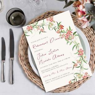 Invitación Cena de ensayo de guirnalda de rosa de flor silves