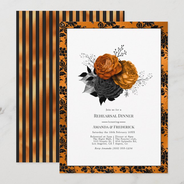 Invitación Cena de ensayo de Halloween gótico (Anverso / Reverso)