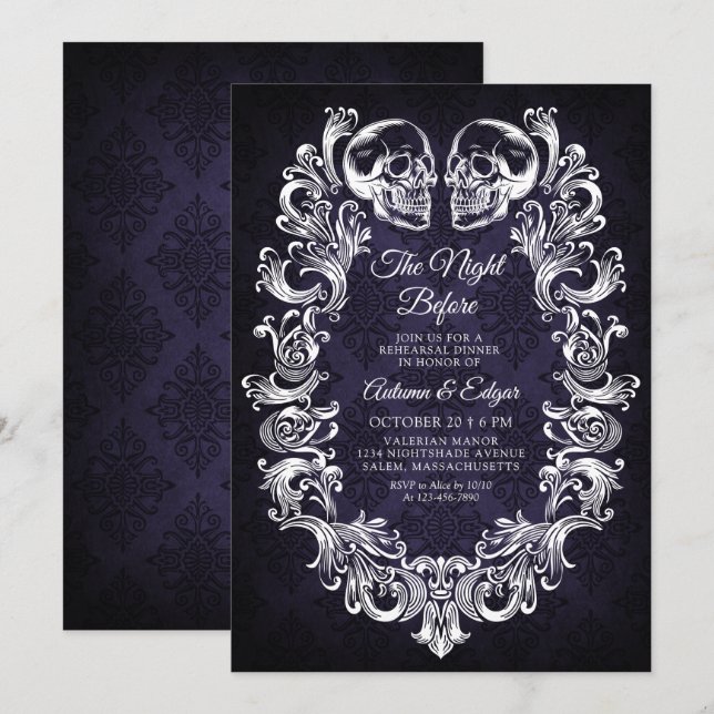 Invitación Cena de ensayo de Halloween gótico (Anverso / Reverso)