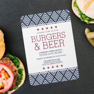 Invitación Cena de ensayo de hamburguesas y cerveza
