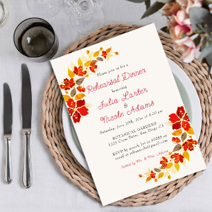 Invitación Cena de Ensayo de Hibisco Tropical Naranja Quemada