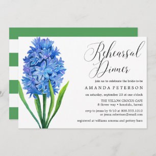 Invitación Cena de ensayo de hidrangea azul de flores de moda