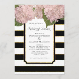 Invitación Cena de ensayo de hidrangea rosa negrita Stripe Mo