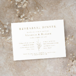 Invitación Cena de ensayo de hojas botánicas simples de oro