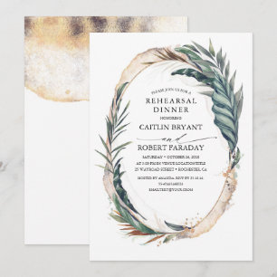 Invitación Cena de ensayo de hojas de palma tropical de playa
