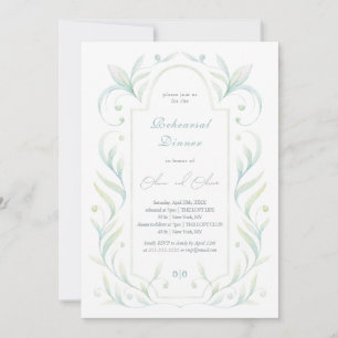 Invitación Cena de ensayo de hojas verdes