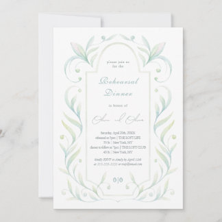 Invitación Cena de ensayo de hojas verdes