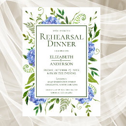 Invitación Cena de Ensayo de Hortensias Azules