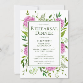 Invitación Cena de Ensayo de Hortensias Rosas