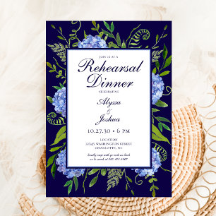 Invitación Cena de ensayo de Hydrangeas azules