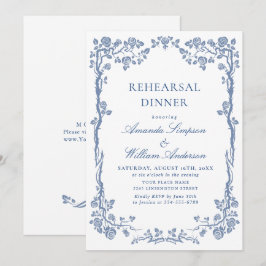 Invitación Cena de ensayo de jardín francés azul polvoriento 
