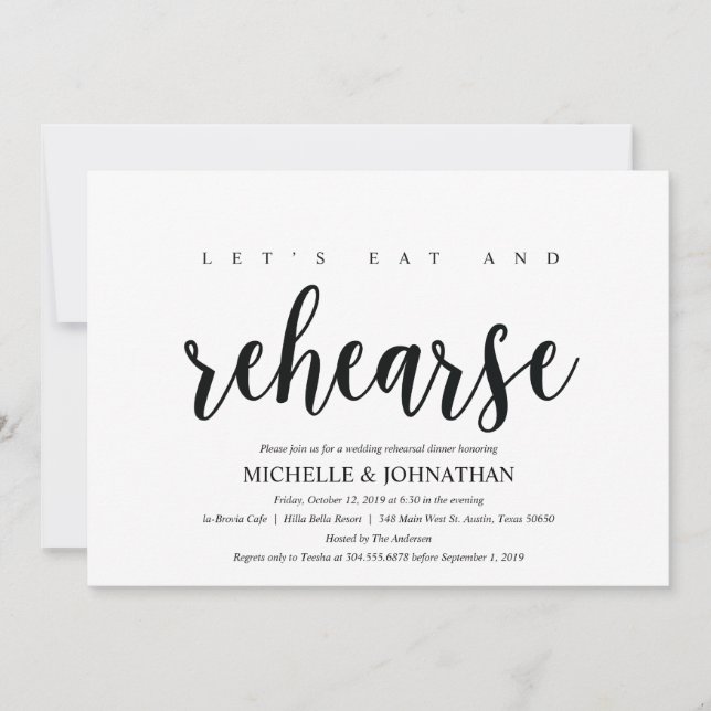 Invitación Cena de ensayo de kraft ruso invita a Boda (Anverso)