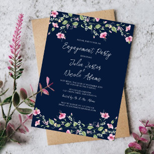 Invitación Cena de ensayo de la flor de Hibisco Rosa Azul Mar