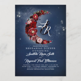 Invitación Cena de ensayo de la luna floral de la marina y bo