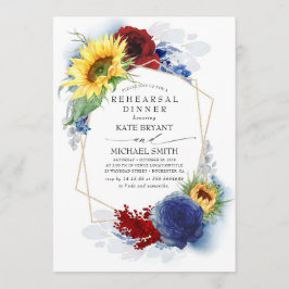 Invitación Cena de ensayo de la Marina Borgoña de girasol ama