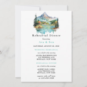 Invitación Cena de ensayo de la montaña en la ladera de los b