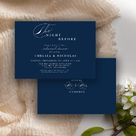Invitación Cena de Ensayo de la Noche Anterior Azul Marino Mo