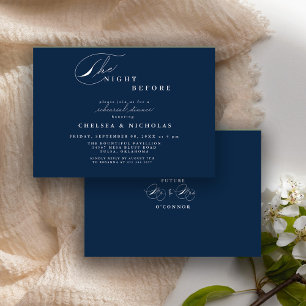 Invitación Cena de Ensayo de la Noche Anterior Azul Marino Mo