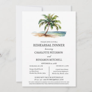 Invitación Cena de ensayo de la playa acuarela Palm Tree