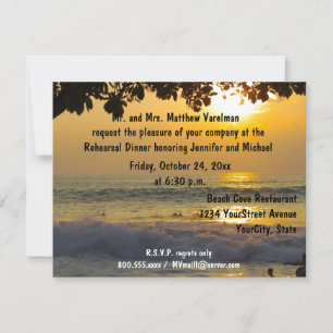 Invitación Cena de ensayo de la puesta de sol dorada
