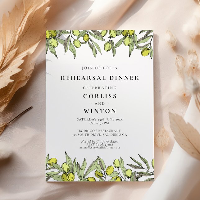 Invitación Cena de ensayo de la rama de olivo moderna (Subido por el creador)