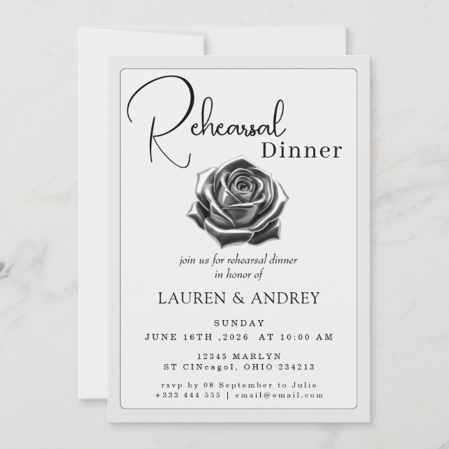 Invitación Cena de ensayo de la Rosa Negra  (Anverso)