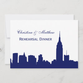 Invitación Cena de ensayo de la silueta azul marino de la ciu