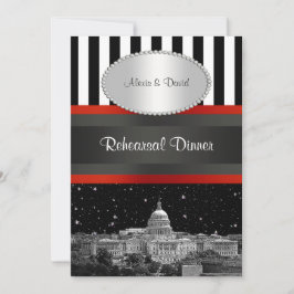 Invitación Cena de ensayo de la silueta de Wash DC Blk Wht St