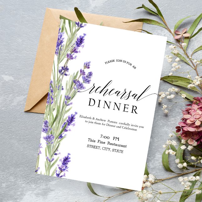 Invitación Cena de ensayo de la vegetación de lavanda (Subido por el creador)