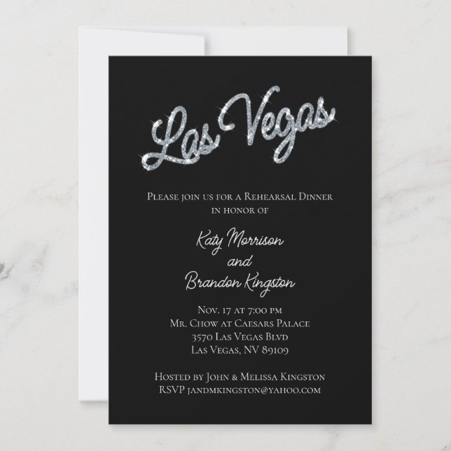 Invitación Cena de ensayo de las espárragos de las Vegas plat (Anverso)