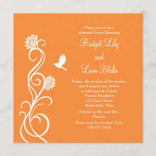 Invitación Cena de ensayo de las flores de Lotus (naranja bri