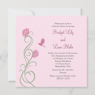 Invitación Cena de ensayo de las flores de Lotus (rosa)