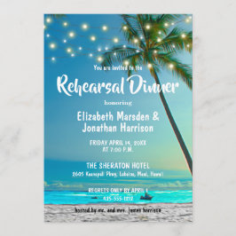 Invitación Cena de ensayo de las luces de cadena en la playa