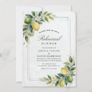 Invitación Cena de Ensayo de Limón Verde Acuarela Cítrico
