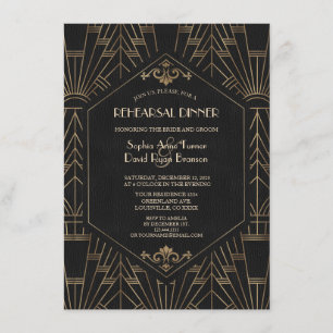 Invitación Cena de ensayo de los 2000 Royal Gold Black Great