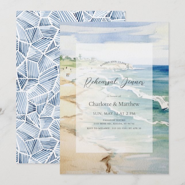Invitación Cena de ensayo de los océanos oceánicos de playa t (Anverso / Reverso)