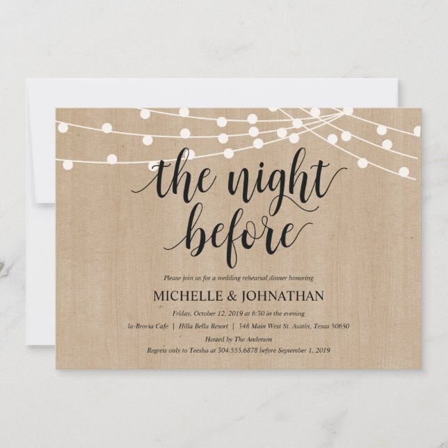 Invitación Cena de ensayo de luces de cadena rusa invita (Anverso)